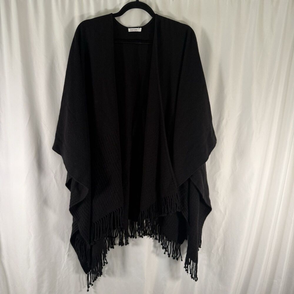 Mersea Wrap Cover Women's OS One Size Black Tassels Acrylic Cardigan